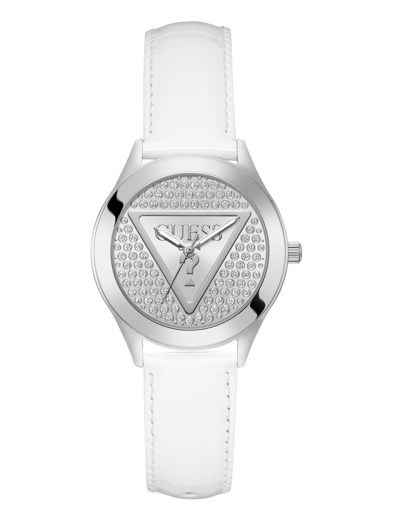 Ladies White Silver Tone Analog Watch