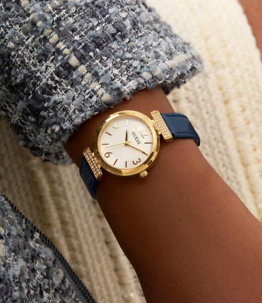 Ladies Blue Gold Tone Analog Watch