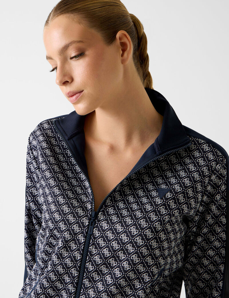 Printed logo full-zip sweater