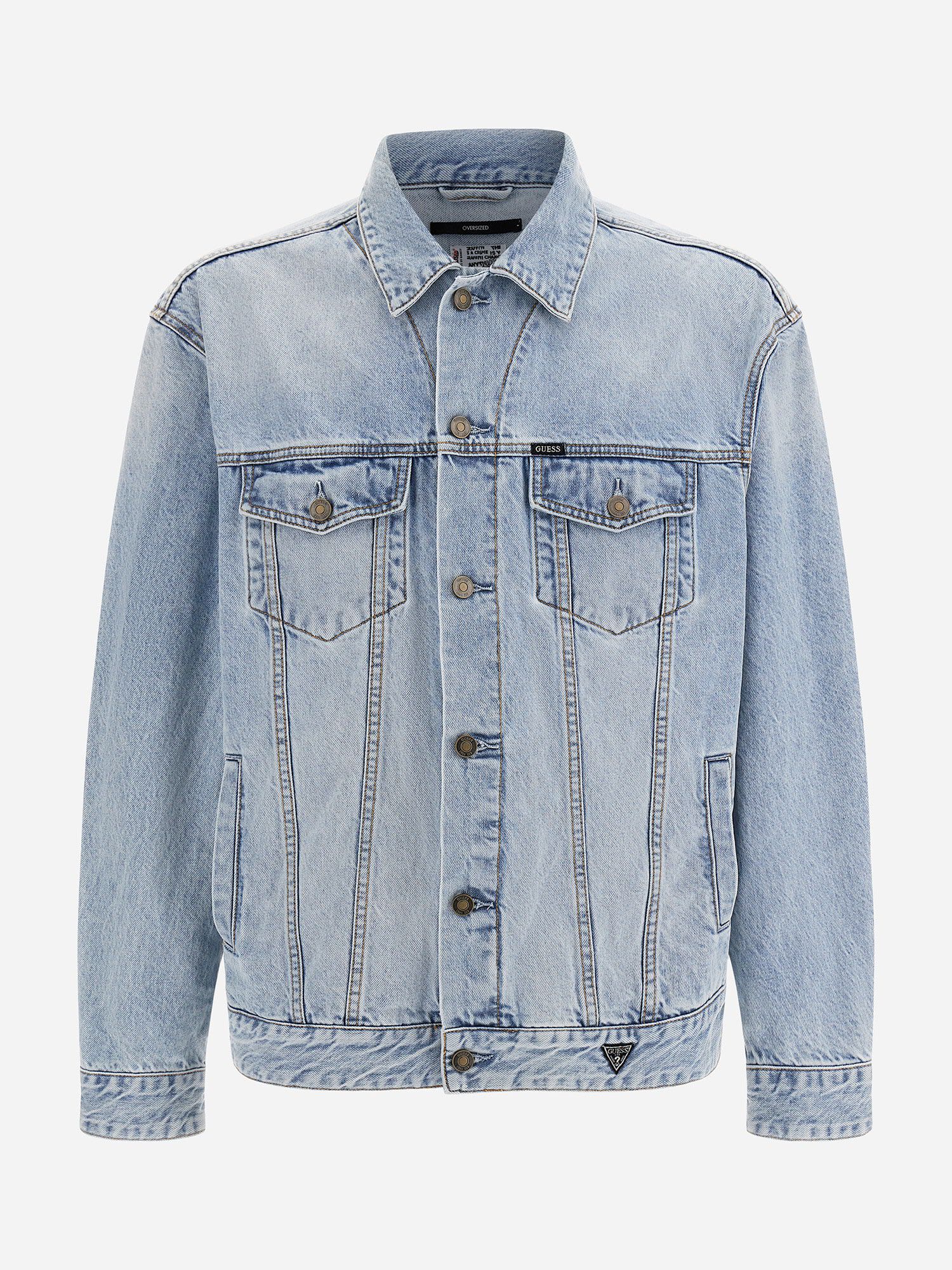Shop GUESS Online Graffiti print denim jacket