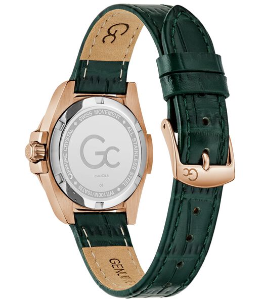 Gc Sportchic Women S 763 Mvmt Green Dail 10 Amt Green Genuine Leather Strap