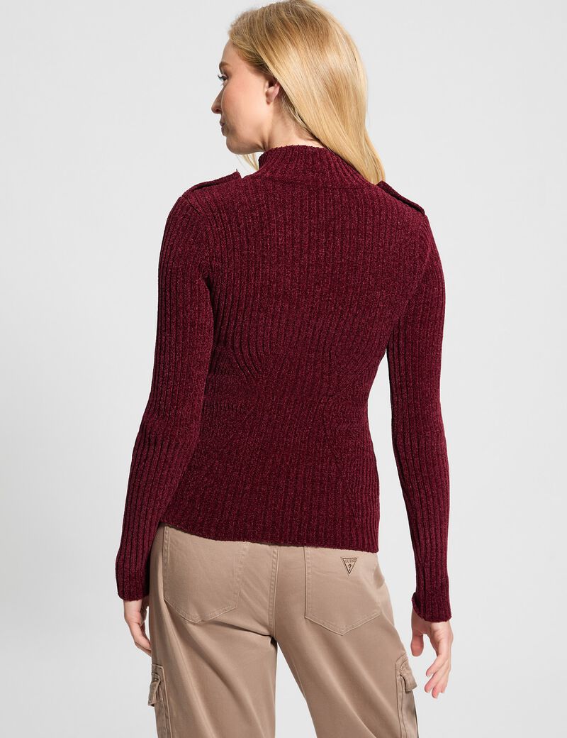 Turtle neck zip cardigan