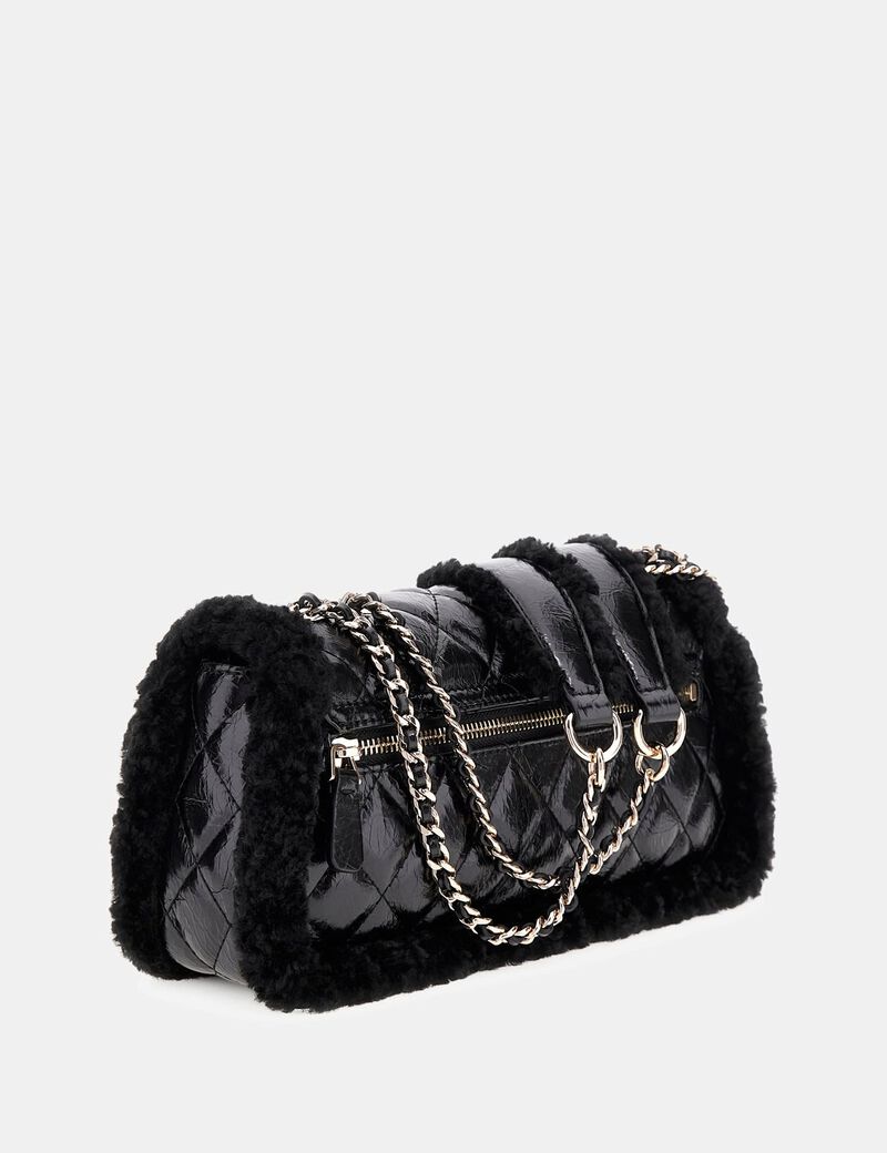guess cristi faux fur mini crossbody bag