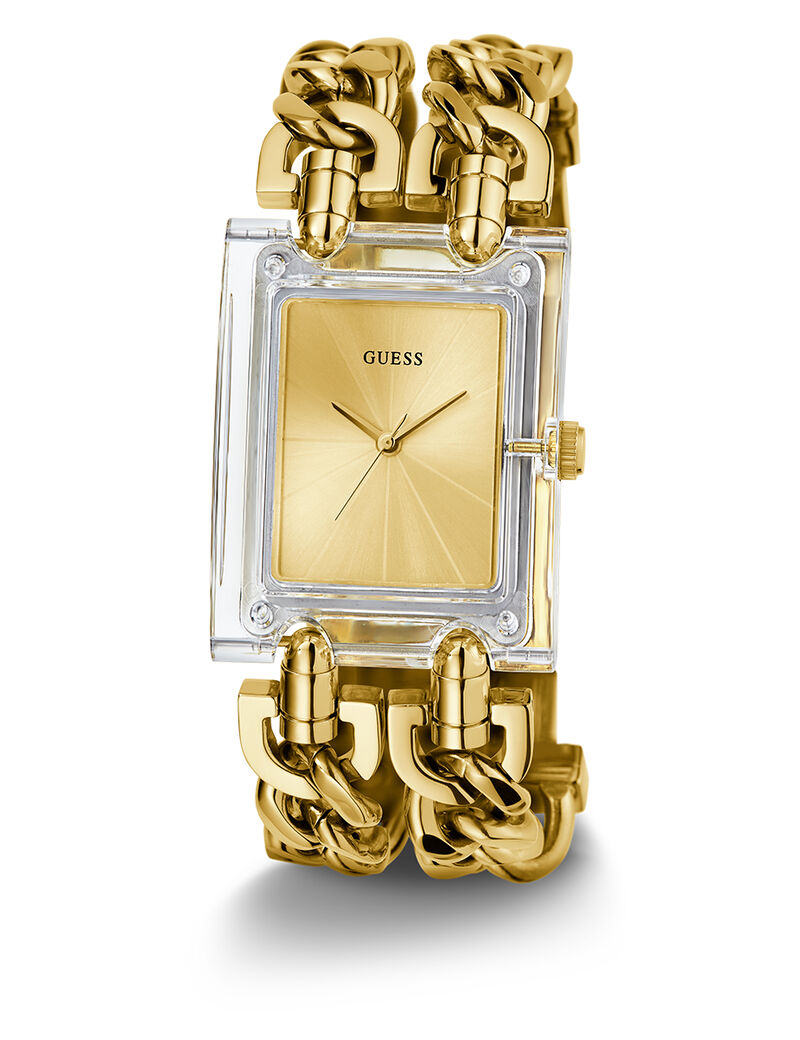 ساعة يد كوارتز تناظرية من الستانلس ستيل باللون الذهبي