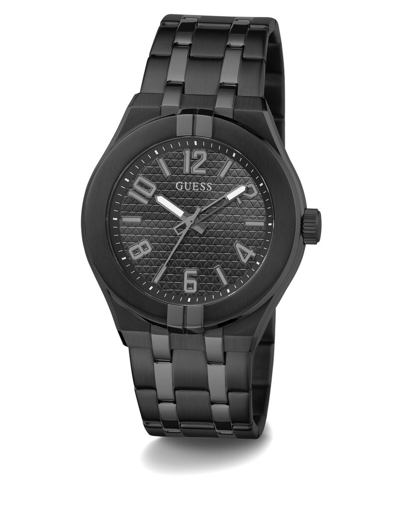 Black Quartz Analog Stainless Steel Watch