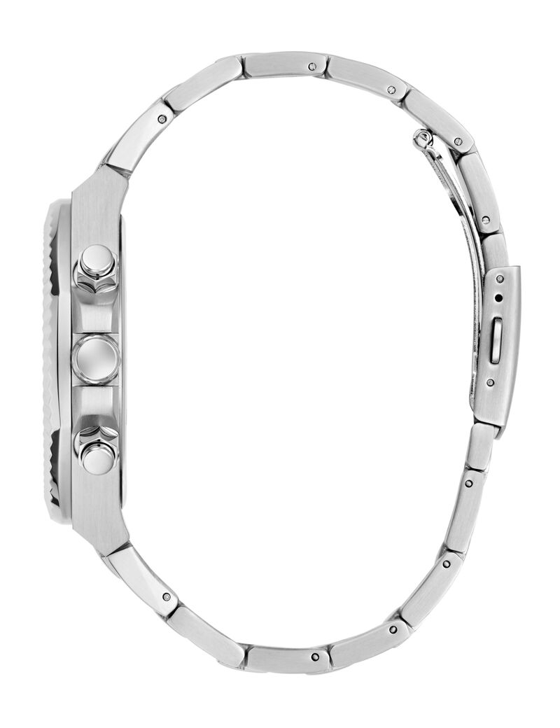 guess mens silver tone round analog watch