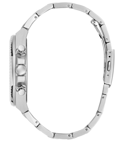 guess mens silver tone round analog watch