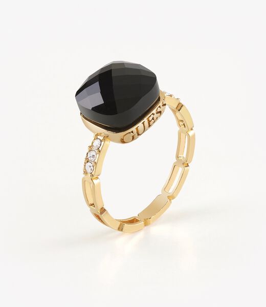 10X10Mm Black & Crystals Yellow Gold