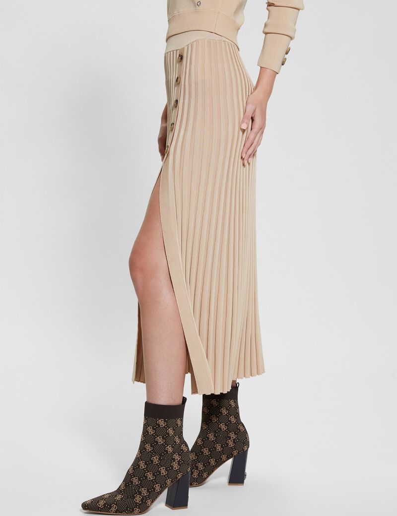 Pleated Long Sweater Skirt