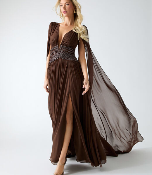 guess marciano pleated maxi dress