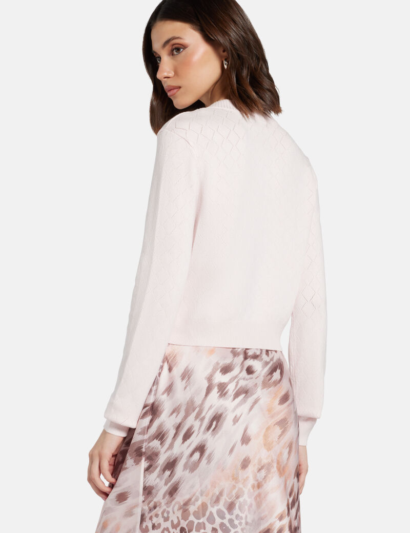 Open-knit cropped cardigan sweater
