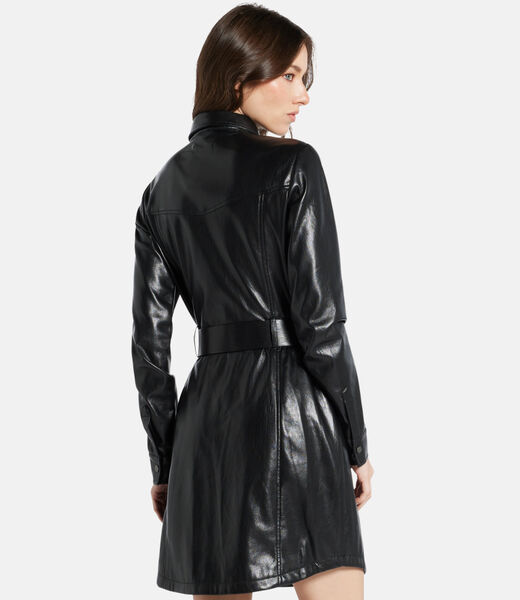 Faux leather mini dress