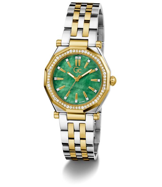 Gc Specials Women S 763 Mvmt Green Dail 10 Amt Silver Yellow Gold Stainless Steel Brct