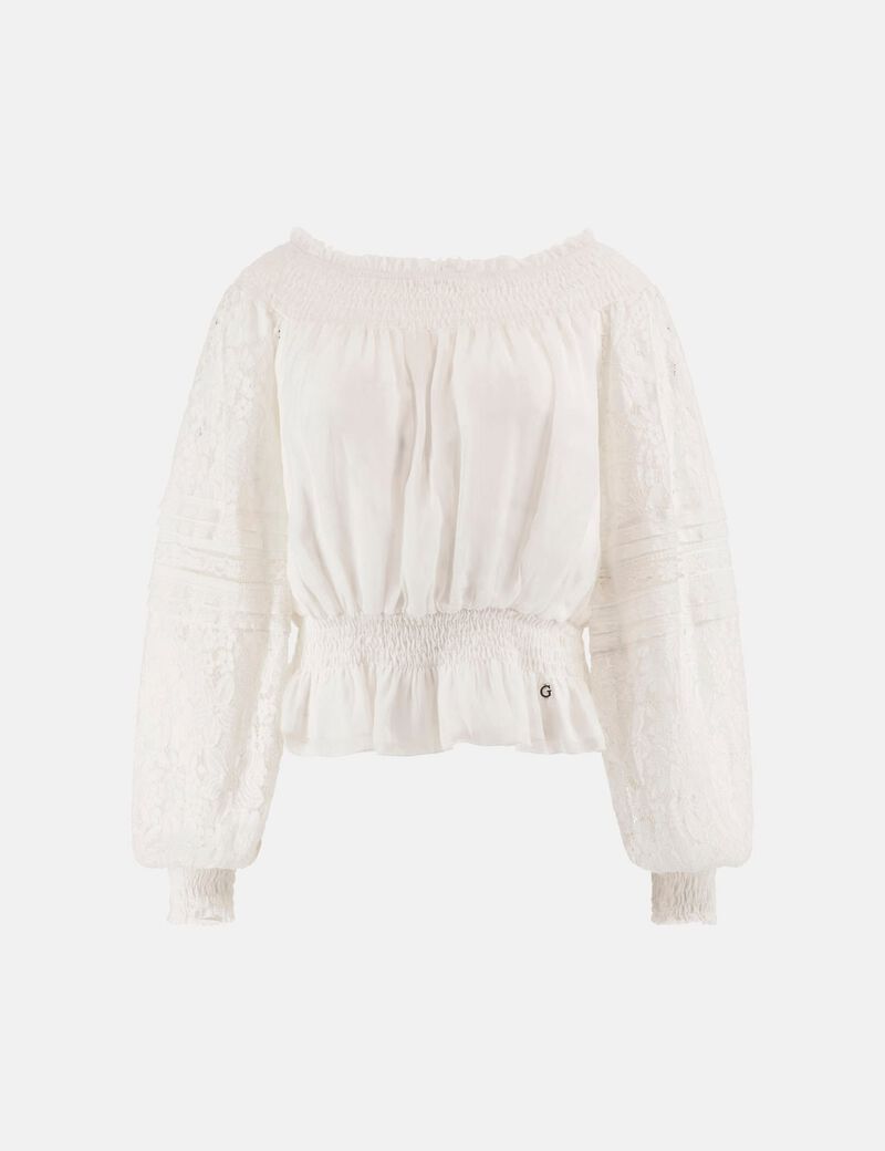Silk-blend off-shoulder top