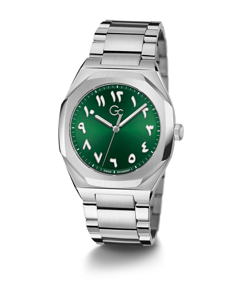 جيس gw coussin sleek slv cs grn dl 42mm qtz slv ss brct fw23