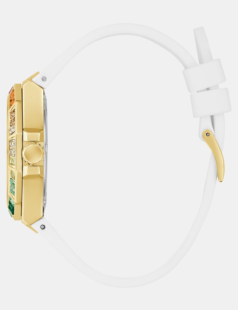 Ladies White Gold Tone Multi-function Watch