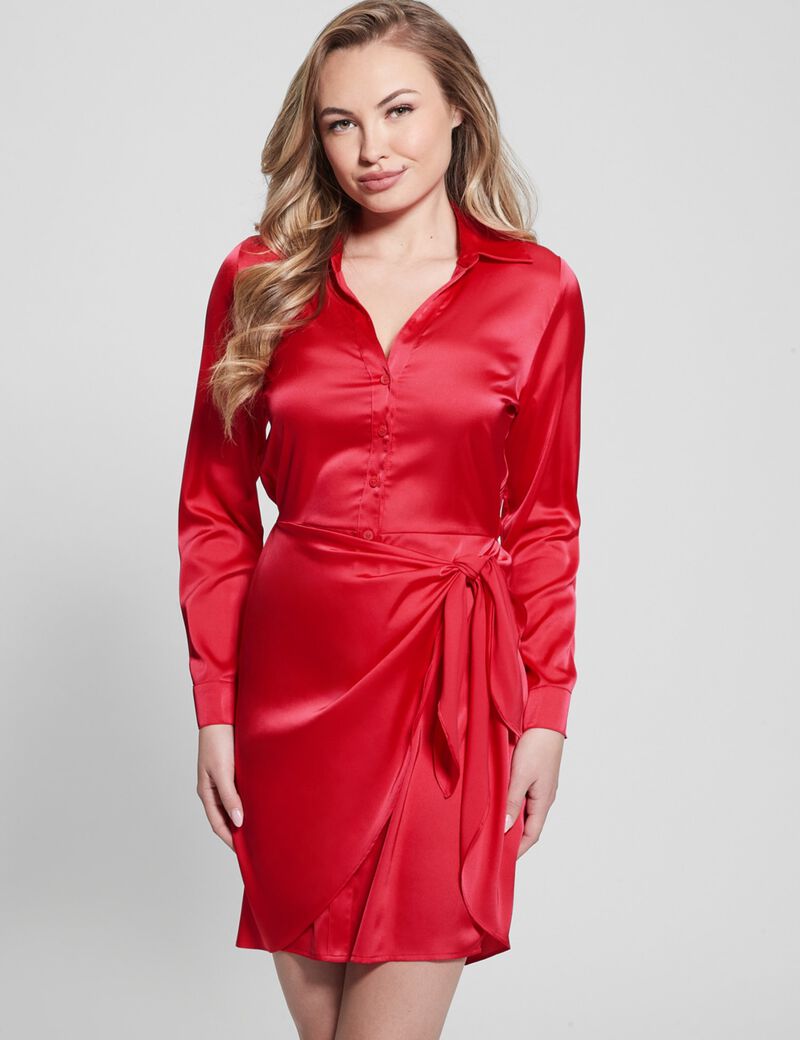 Satin chemisier dress