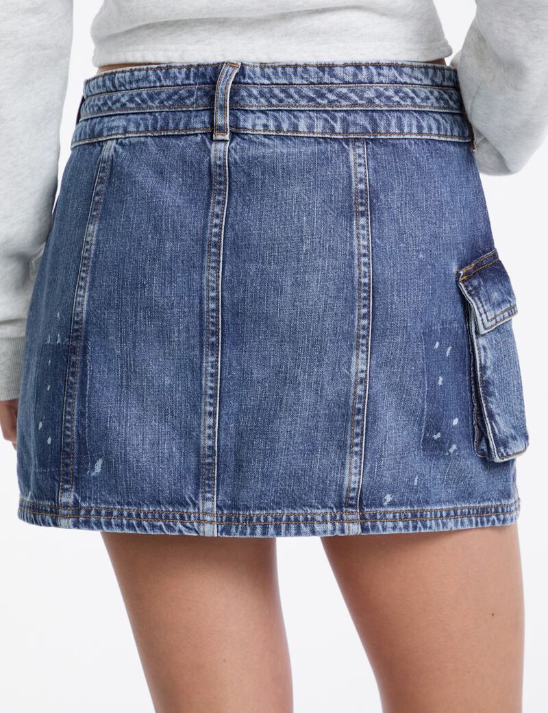 A-line denim mini skirt
