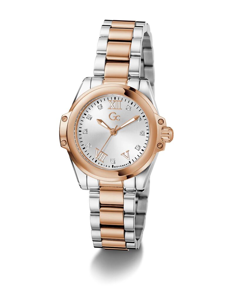 Gc Sportchic Women S 763 Mvmt White Dail 10 Amt Silver Rose Gold Stainless Steel Brct