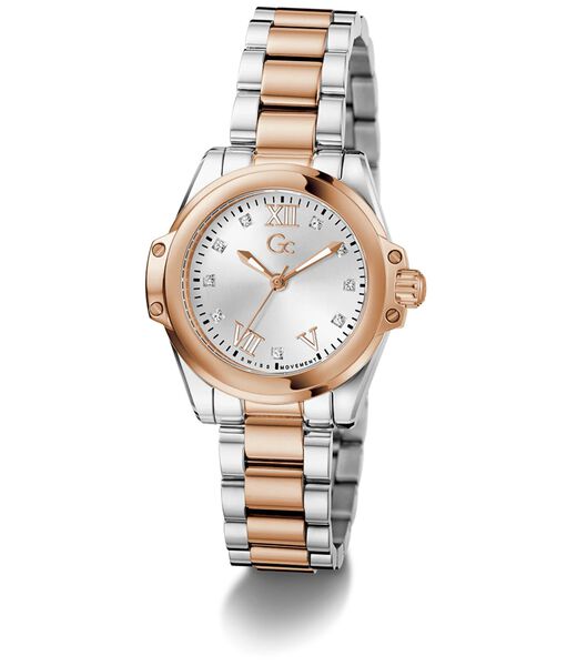 Gc Sportchic Women S 763 Mvmt White Dail 10 Amt Silver Rose Gold Stainless Steel Brct
