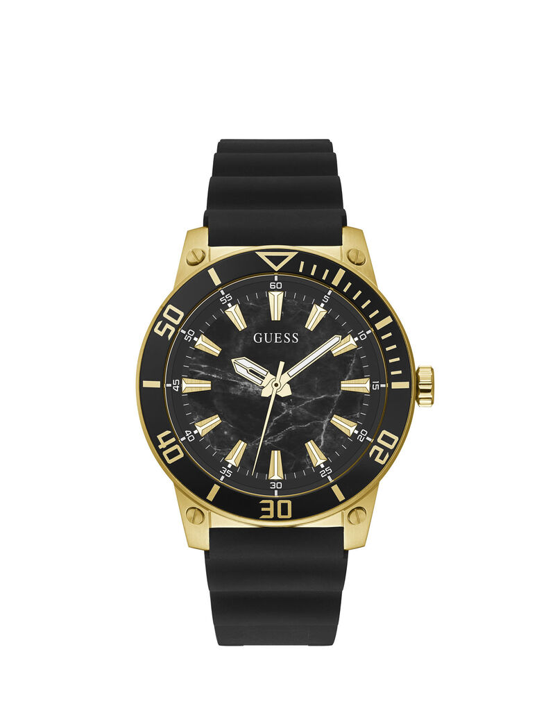 Gold And Black Analog Silicone Watch