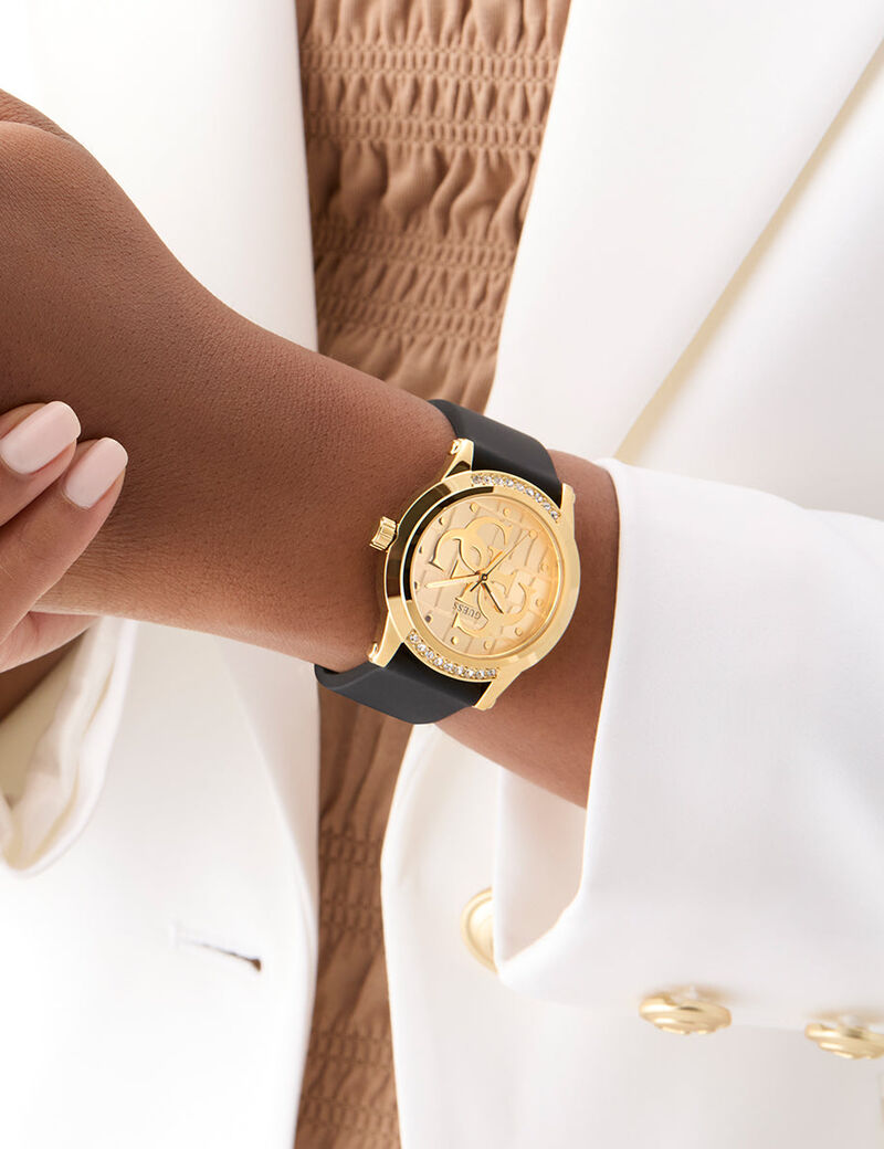 Ladies Black Gold Tone Analog Watch