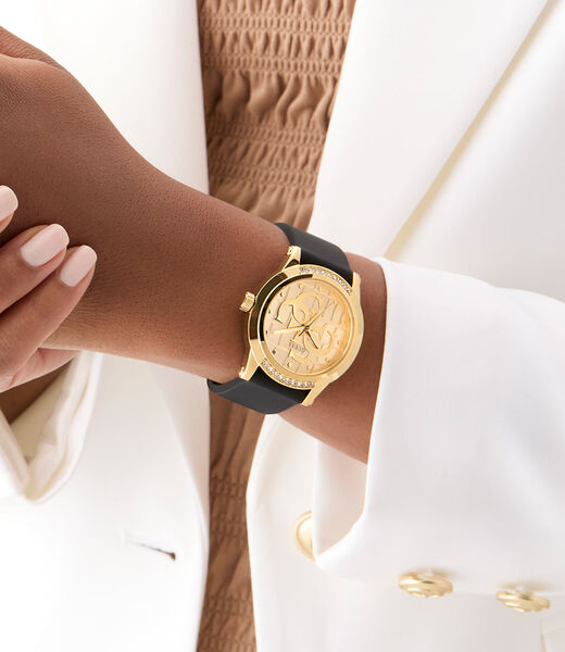 Ladies Black Gold Tone Analog Watch