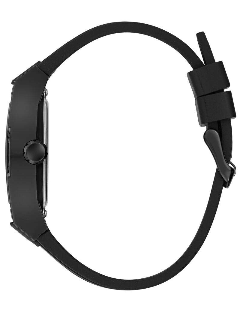 جيس blk cs transparent black mf cut thru dial w snake detail blk silicone strp w red stitch