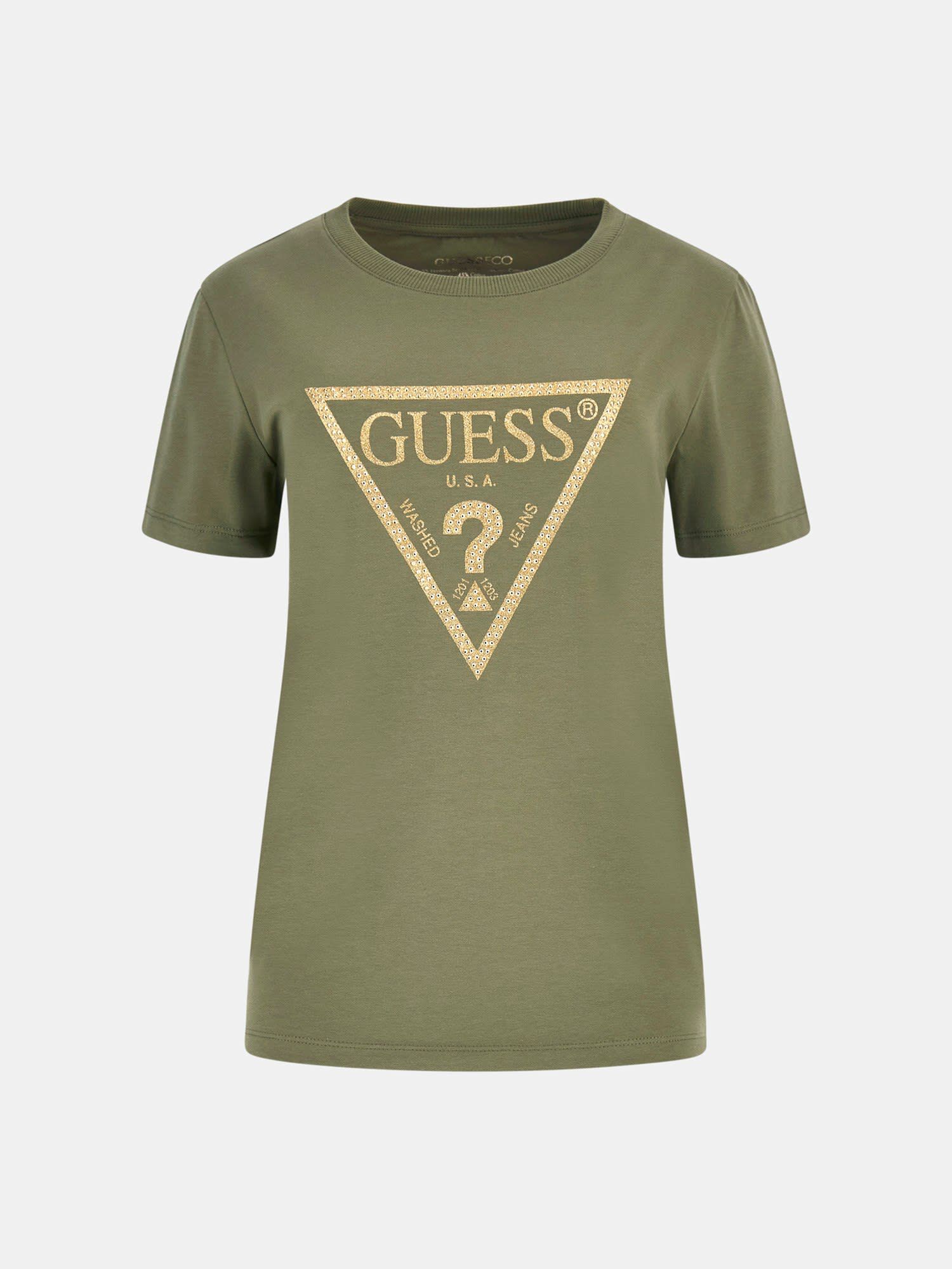 Shop GUESS Online Triangle Logo Stretch T Shirt