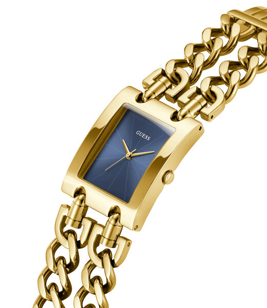 Ladies Yellow Gold Tone Rectangle Analog Watch