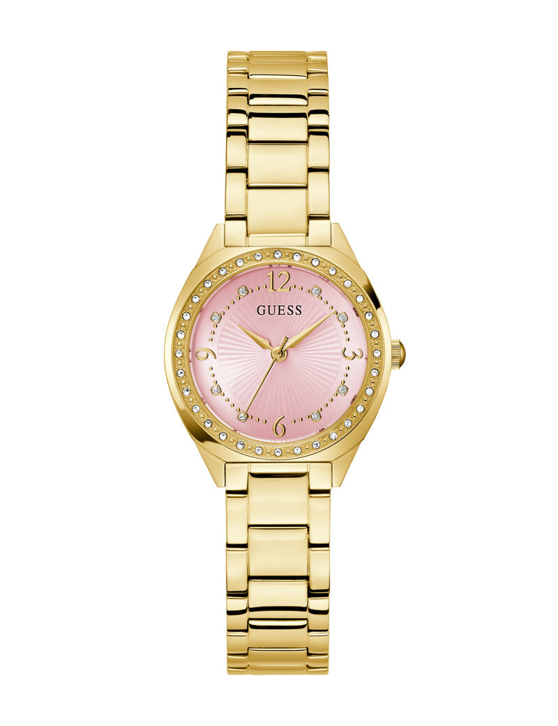 Ladies Yellow Gold Tone Round Analog Watch