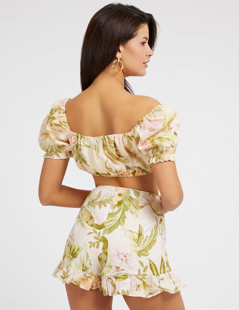 Floral print linen top