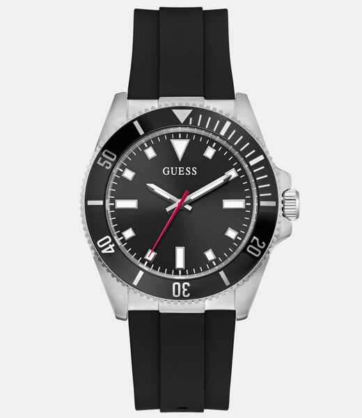 Mens Black Silver Tone Analog Watch