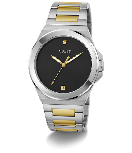 guess mens 2 tone silver tone analog watch
