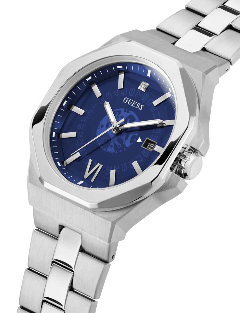 Silver-tone and Blue Watch