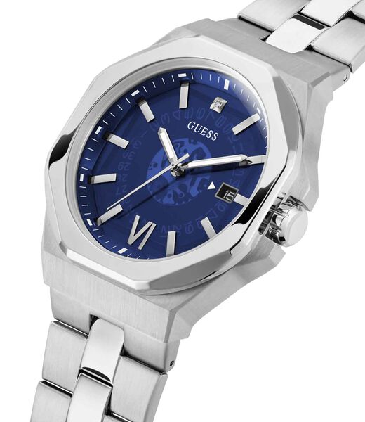 Silver-tone and Blue Watch