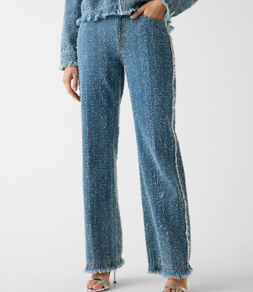 Wide-leg tweed jeans