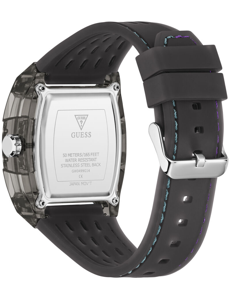 Mens Black/Gunmetal/Grey Rectangle Analog Watch