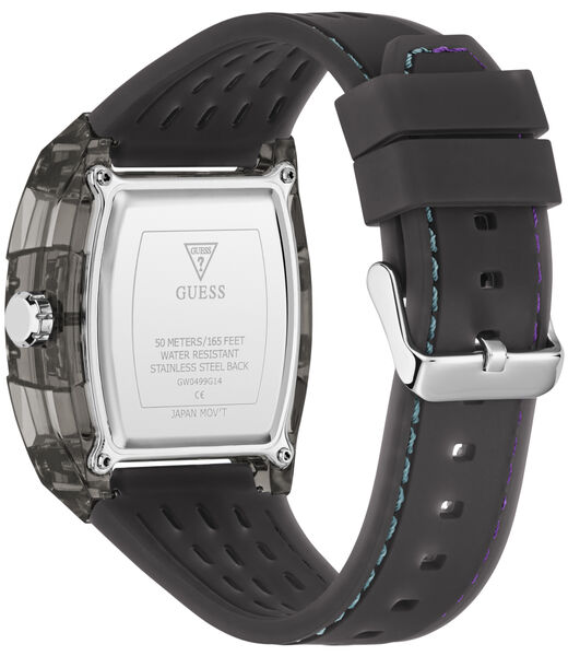 Mens Black/Gunmetal/Grey Rectangle Analog Watch