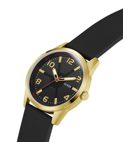 Mens Black Gold Tone Analog Watch