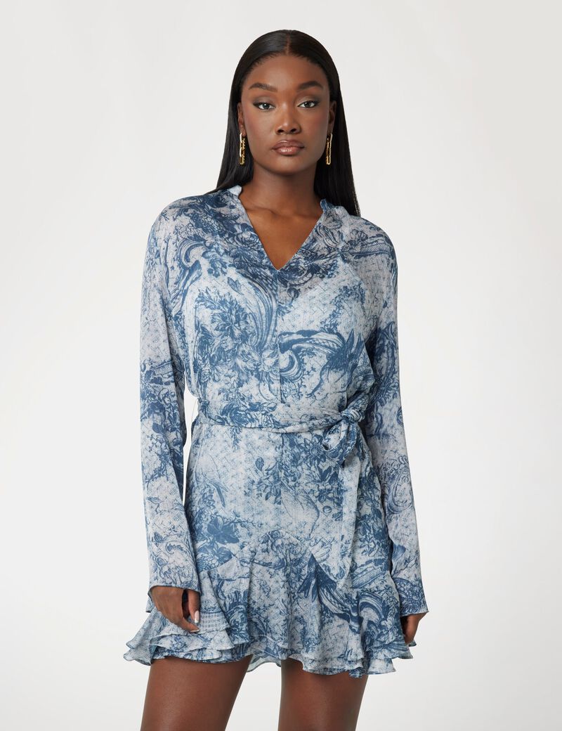 Belted chiffon mini dress
