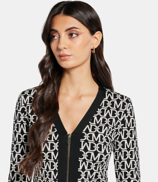 Allover jacquard long sleeve cardigan