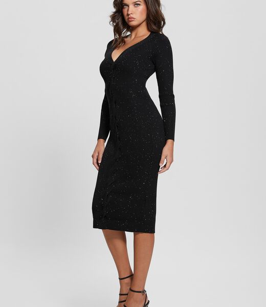 Micro Sequins Midi Sweater Dress