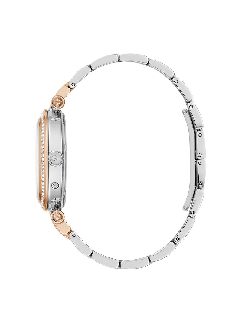 Gc Silver, Crystal And Rose Gold Watch