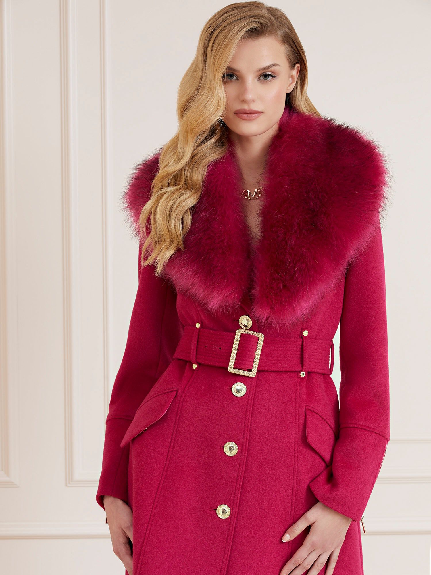 Guess pink wool coat discount