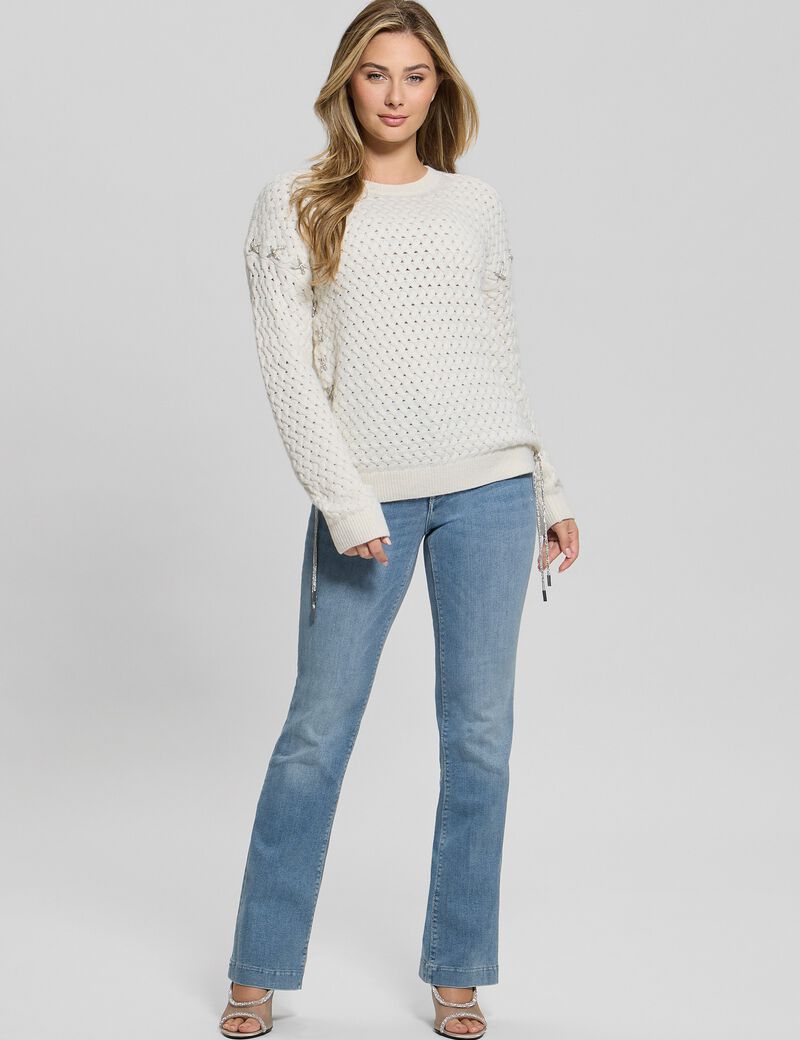 Wool-blend cable sweater