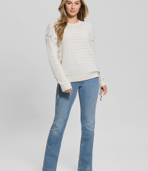 Wool-blend cable sweater