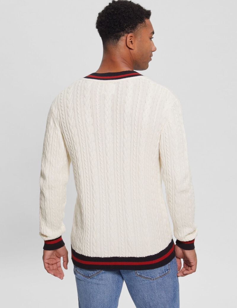 Front Patch Cable Knit Sweater