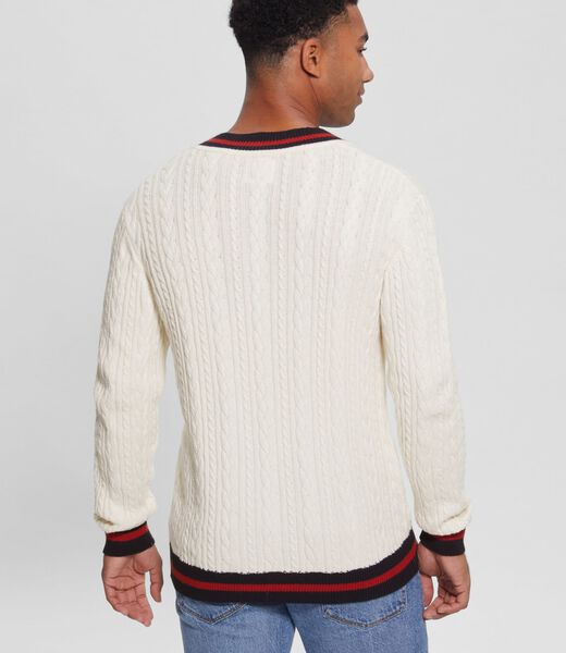 Front Patch Cable Knit Sweater