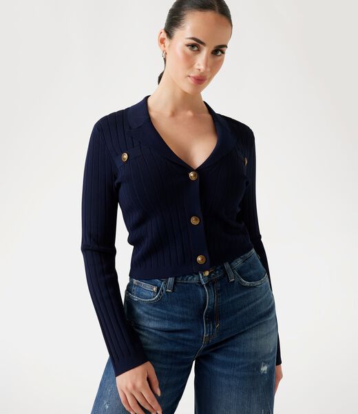 Rib-knit cardigan jacket